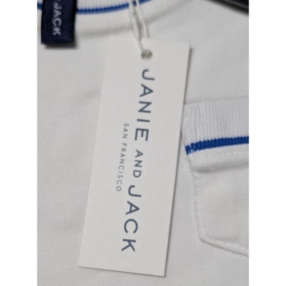 Janie and Jack White T-Shirt Boys Size 3 100% Cotton Pocket Coastal Blue NWT - Picture 4 of 7